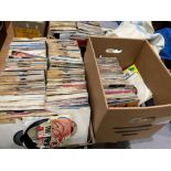 Contents to two boxes - approximately 360 assorted 45rpm singles, artists including Thin Lizzy,