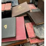 Contents to part table top - thirteen His Masters Voice and other 78rpm record collection cases,