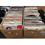 Contents to two boxes - approximately 300 assorted 45rpm singles, artists include Michael Jackson,