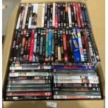 Contents to box - 70 assorted DVDs (ratings PG-18) including classic horror, Pearl Harbour, 007 etc.