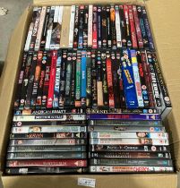 Contents to box - 70 assorted DVDs (ratings PG-18) including classic horror, Pearl Harbour, 007 etc.