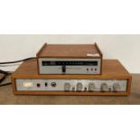 Vintage Henelec Texan amplifier and a Henelec stereo receiver (no test) both in teak cases