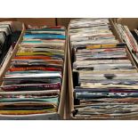 Contents to two boxes - approximately 300 assorted 45rpm singles (some without sleeves), classical,
