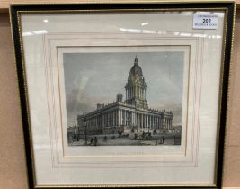 A coloured lithograph of Leeds Town Hall circa 1870 - 19 x 22xm (saleroom location: S3 GC07)