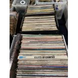 Contents to box and two vinyl record cases - approximately 160 assorted LP records (including two