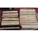 Contents to box and two vinyl LP record cases - approximately 150 assorted LPs, easy listening,