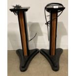 A pair of Spendor speaker stands XS-204A in matte black with gloss wood front panel (saleroom