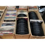 Contents to three boxes - approximately 270 assorted 45rpm singles - mainly without sleeves -