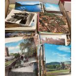 Contents to two lids - a large quantity of mainly topographical postcards,