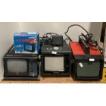 Three portable televisions - a Benkson Pivot, a Goodmans C520 and a Rigonda VL.