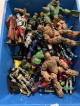 Contents to tray - sixteen assorted action figures including Hulk, Wolverine, Red Venom, Spider-Man,