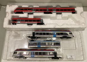 Three-piece HO gauge ET130 Red Diamond rail electric train and a two piece HO gauge Pico Regio DB