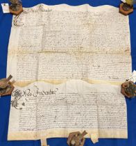 Two indentures from the reign of William the Third both dated 1693 (saleroom location: S3 counter)