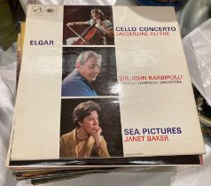 Forty-three 12" vinyl records mainly classical - artists including Beethoven, Elgar, Haydn,