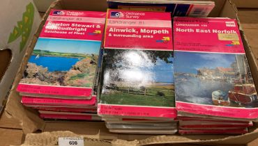 Contents to box - approximately thirty OS Maps - mainly 1:50,