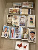 Contents to box - 14 part sets of cigarette cards including Players 'Cricketers 1934', and '1938',