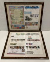 Two framed Royal Mail first day cover Montages - featuring Football Legends, D-Day,