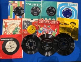 Contents to tray - twenty-three novelty and children's records - crooners - Frank Ifield and Frank