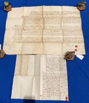Two indentures from the reign of Queen Anne dated 1708 (saleroom location: S3 counter)