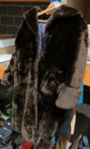 Two assorted vintage ladies fake fur coats (one by Canda) and a vintage green PVC leatherette