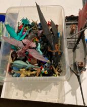 Contents to box - forty-seven assorted figurines including Playmobile, Scooby-Doo, Batman and Robin,