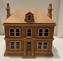 A wood and MDF scale model of a Georgian townhouse, 34cm x 25cm x 35cm high,