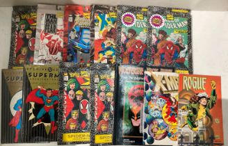 Thirteen collectors comic packs and comic books including three Spider-Man games 1 to 3,