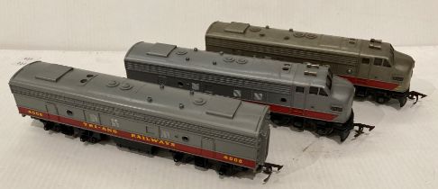 Tri-ang OO gauge R55 diesel locomotive with R57 carriage and a Tri-ang OO gauge locomotive