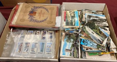 Contents to two lids - a large quantity of mainly topographical postcards,