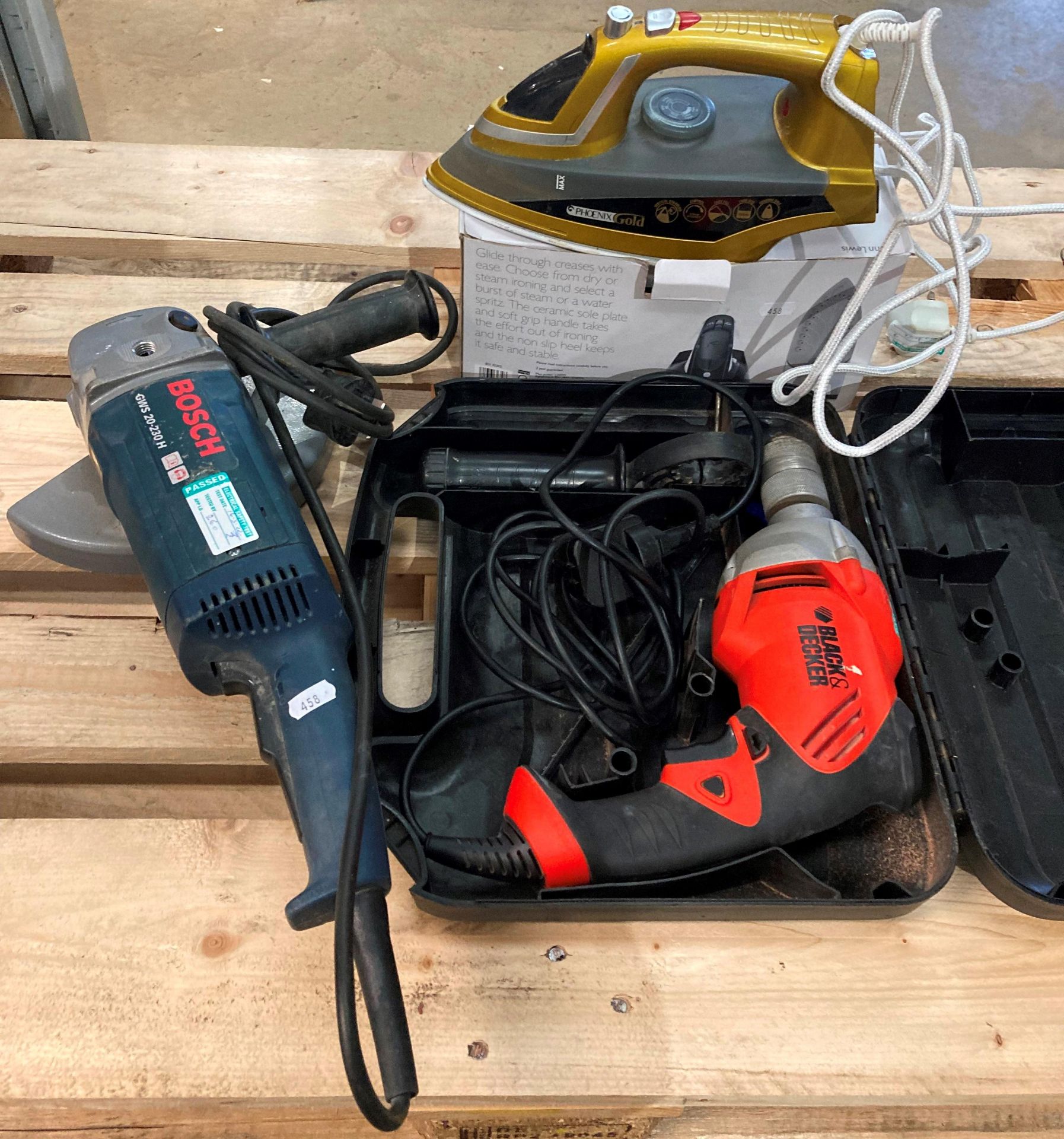 Three items - Bosch GWS 20-230h grinder 240v,