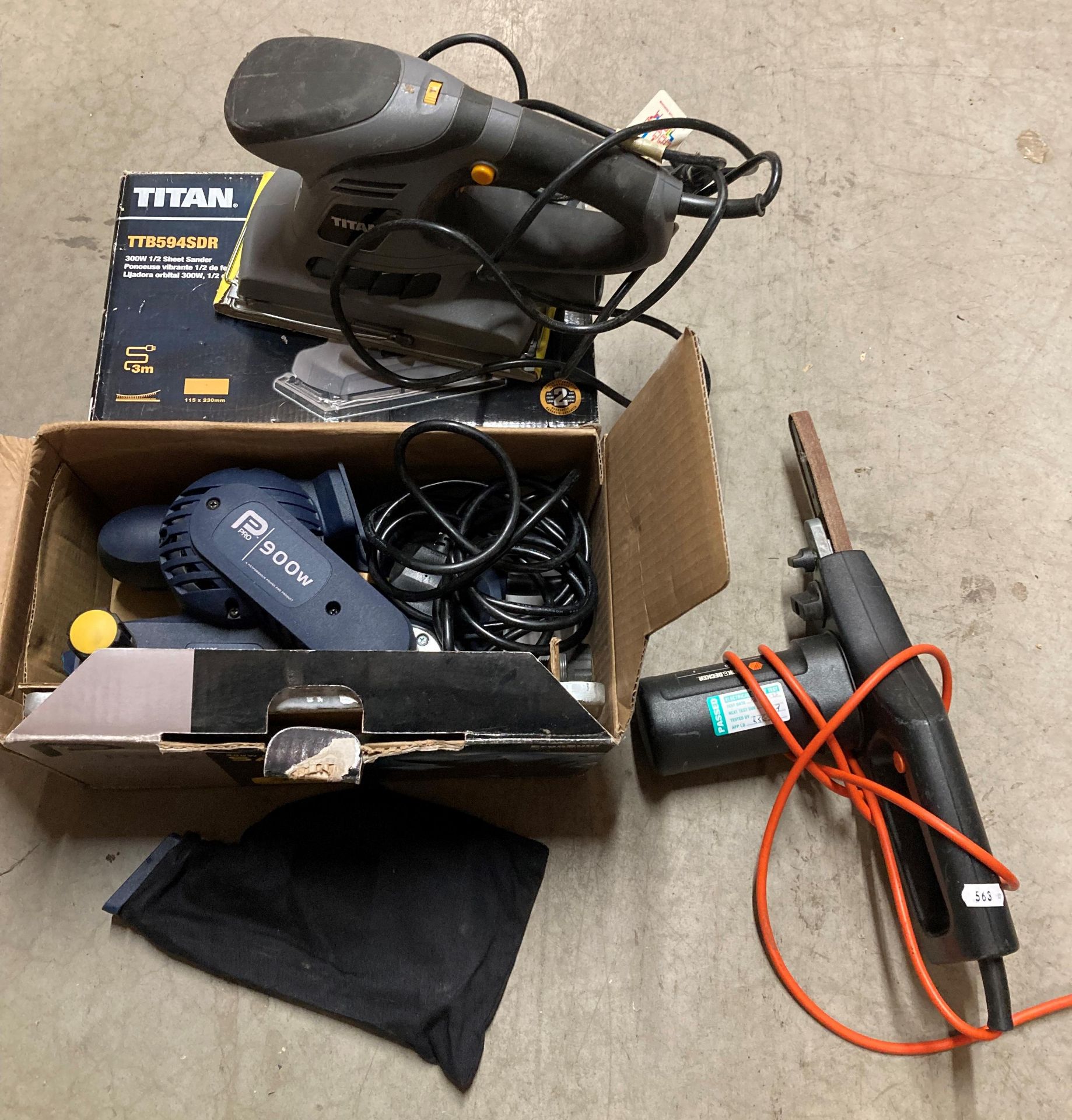 Three items - a Titan 300w sheet sander (240v),