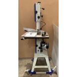 Charnwood B350 14" band-saw (single phase) on metal mobile stand with original instruction books