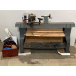 Metal framed wood turning lathe 14" + 43" model: 101940 with original instruction manual together