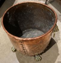 A large 19th century copper log bucket 42cm dia x 37cm high (saleroom location: S3QC01 floor)