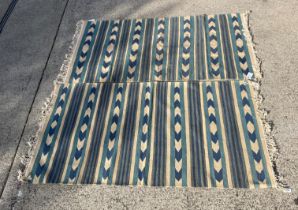 Pair of blue and white Persian style rugs each 103 x 180cm (saleroom location: MA4)