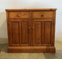 Pine two drawer two door side unit 92 x 88cm high (saleroom location: MA5)