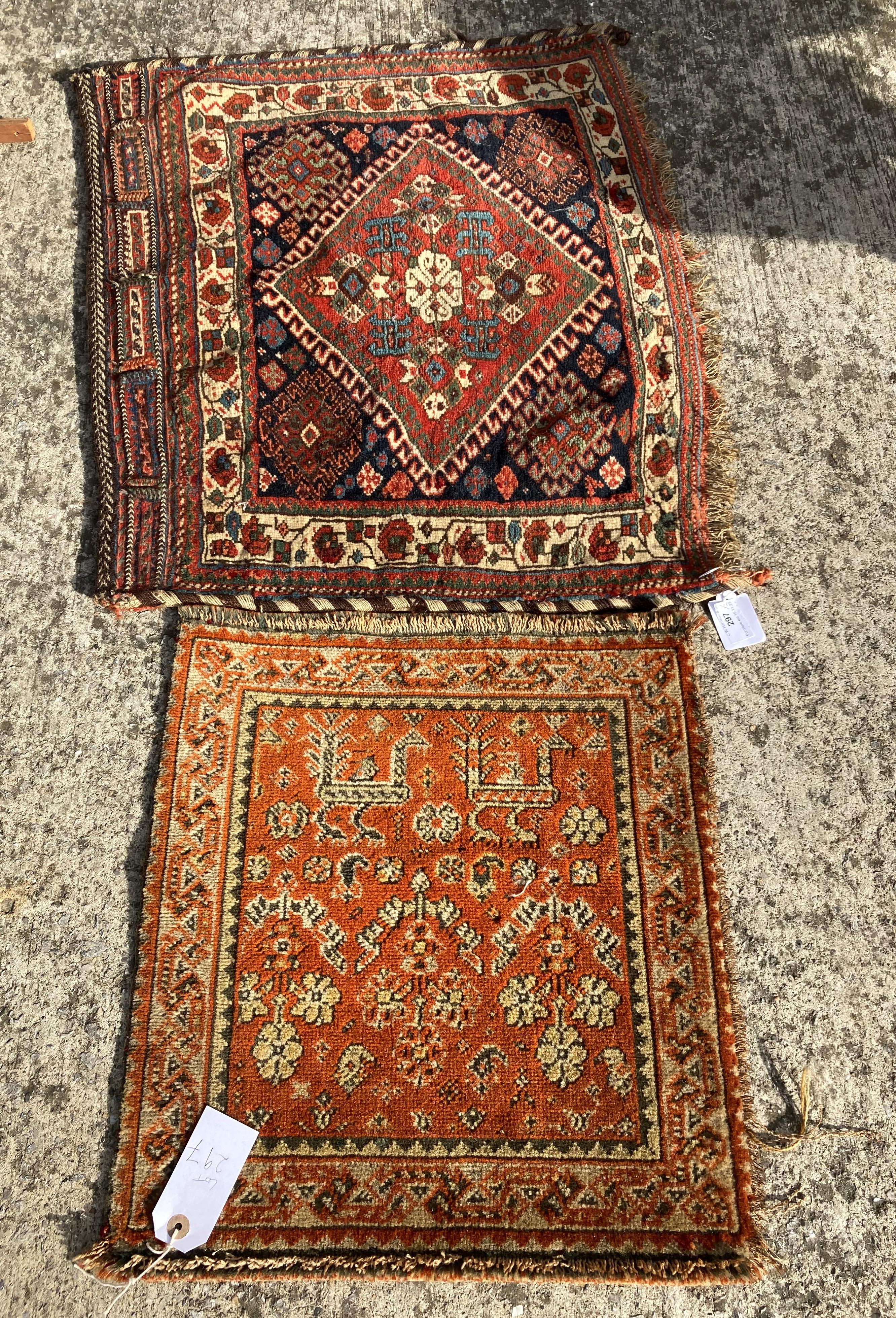 Two assorted Persian hand made rugs size 48 x 44cm and 60 x 70cm (saleroom location: MA4)