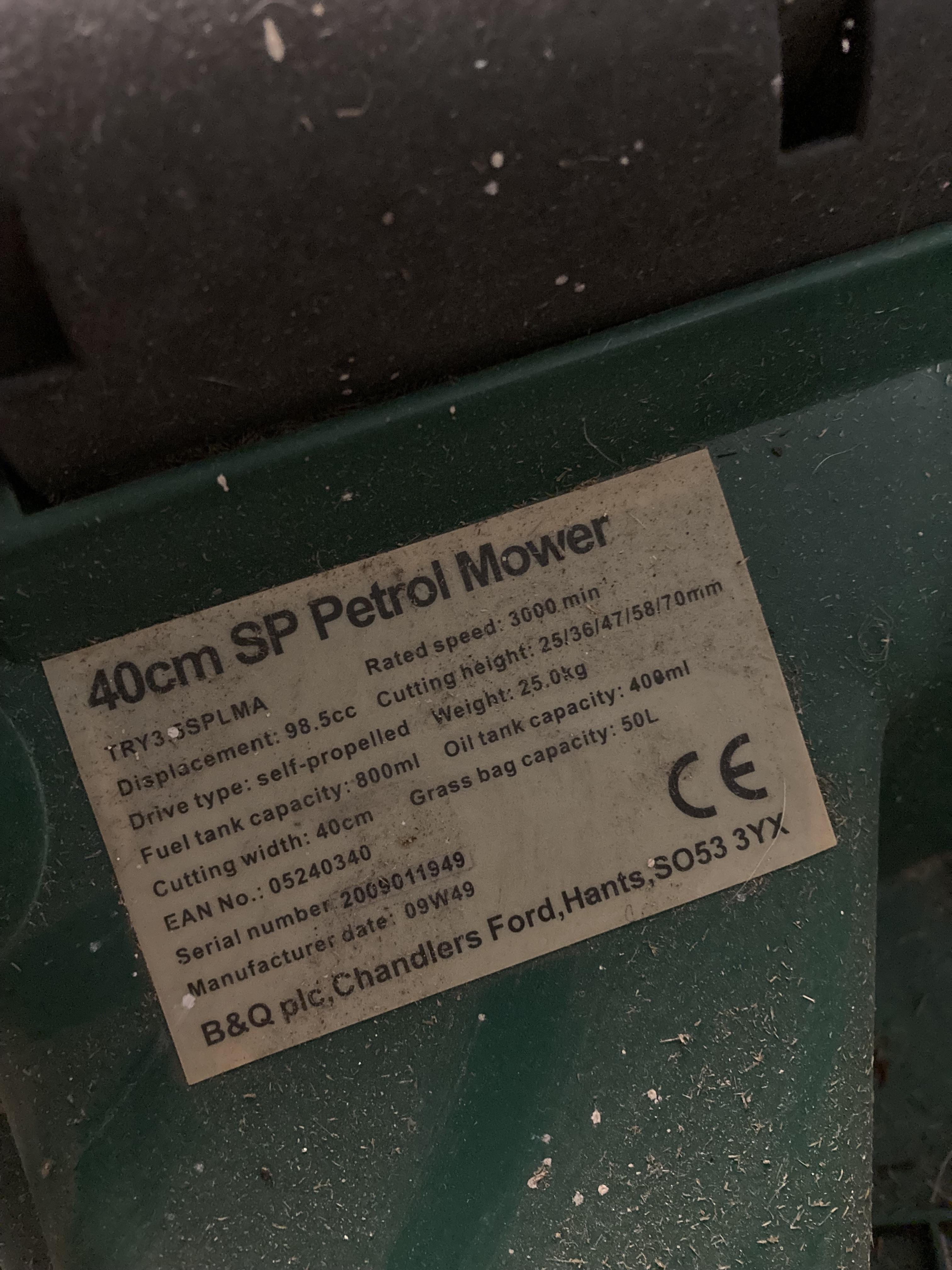 B&Q SP 40cm petrol lawnmower with collection box (saleroom location: PO) - Image 3 of 3
