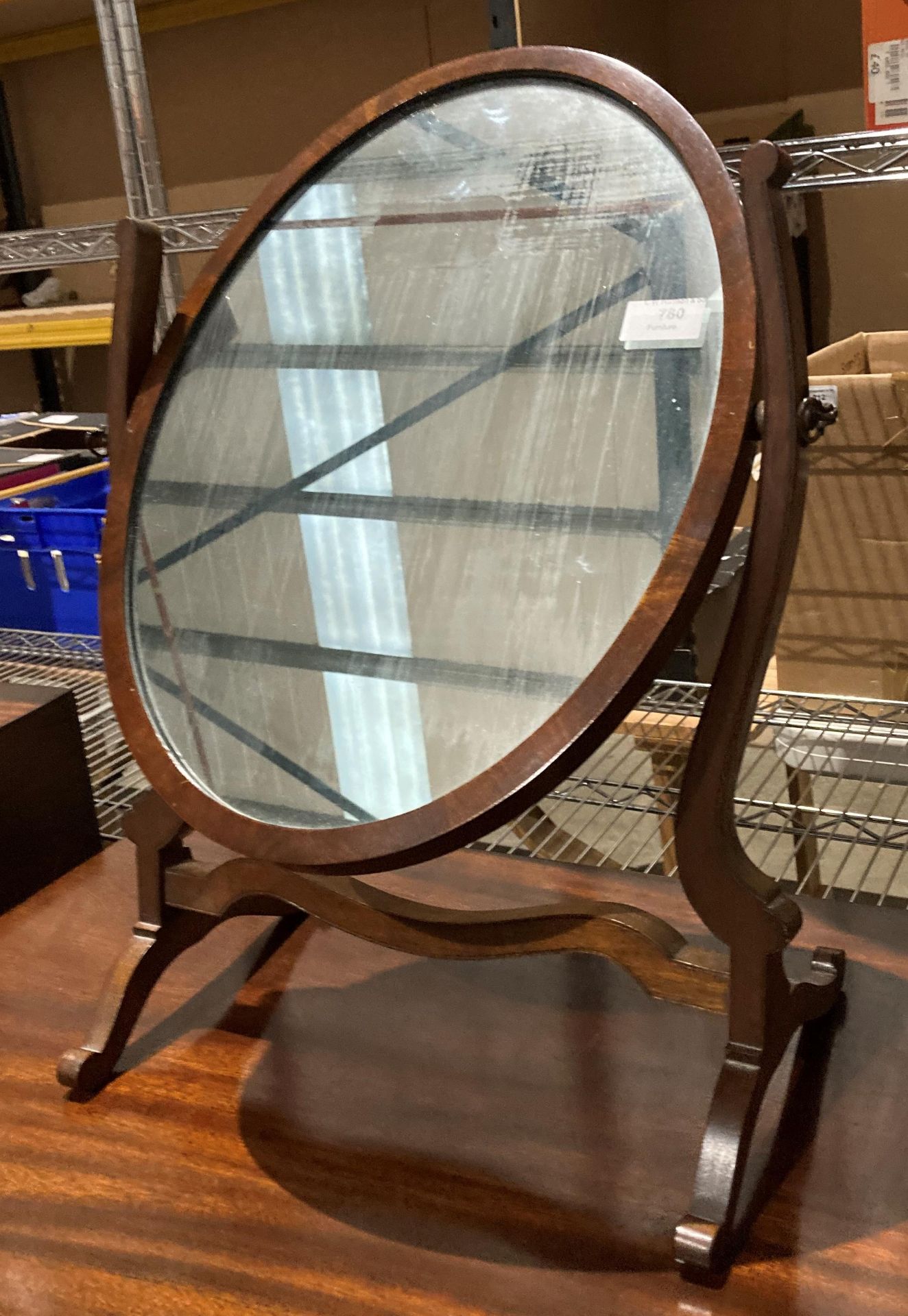 A mahogany framed oval swing-top toilet mirror (saleroom location: S1 CR) - Image 2 of 2