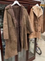 A Suede & Leathercraft Ltd England real leather lady's long brown suede coat (size 12) and a Made