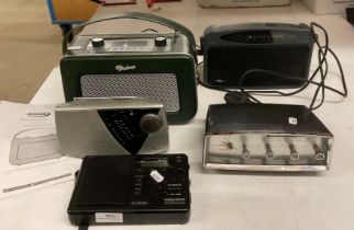 A Zennox DAB/FM digital radio, a Roberts R9903 3 band portable radio, a Ferguson alarm clock radio,