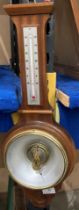 An SB mahogany cased wall barometer (missing glass face) 57cm