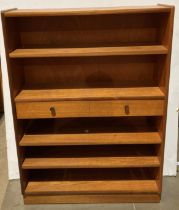 Parker Knoll teak five shelf single drawer open front bookcase 87 W x 27 D x 122cm H (saleroom