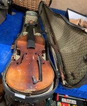 Pine violin (damaged) 60cm complete with box and case (saleroom location: S3QC01)