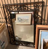 A walnut framed oval wall mirror 53 x 83cm (saleroom location: gallery)