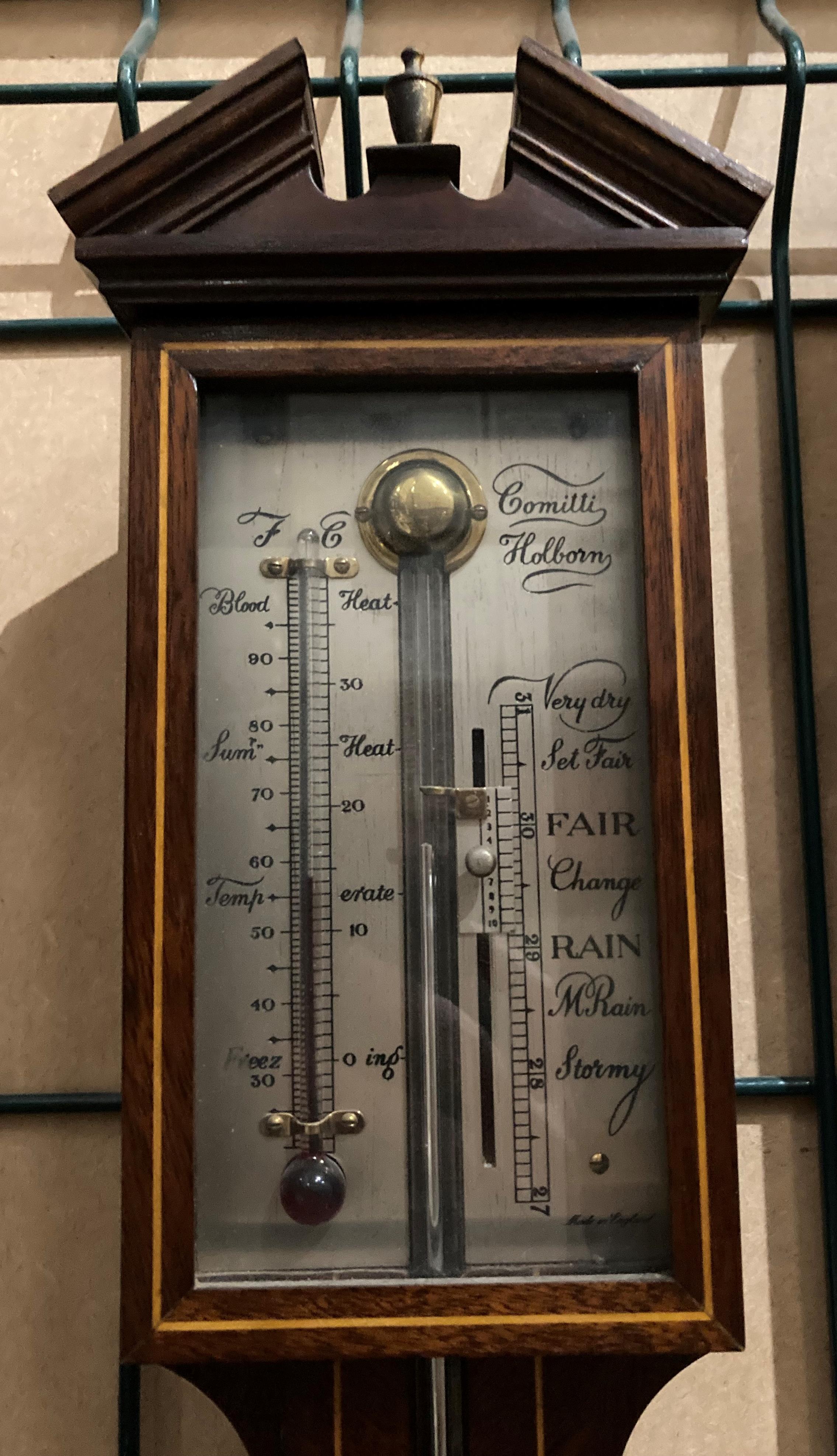 A Comitti, Holborn 20th century mercury stick barometer in mahogany case with inlay, - Image 2 of 14