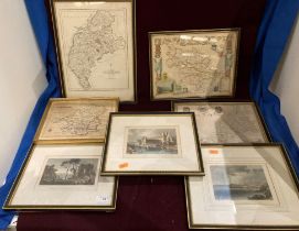 Seven small coloured engravings and maps (saleroom location: S3QC04)