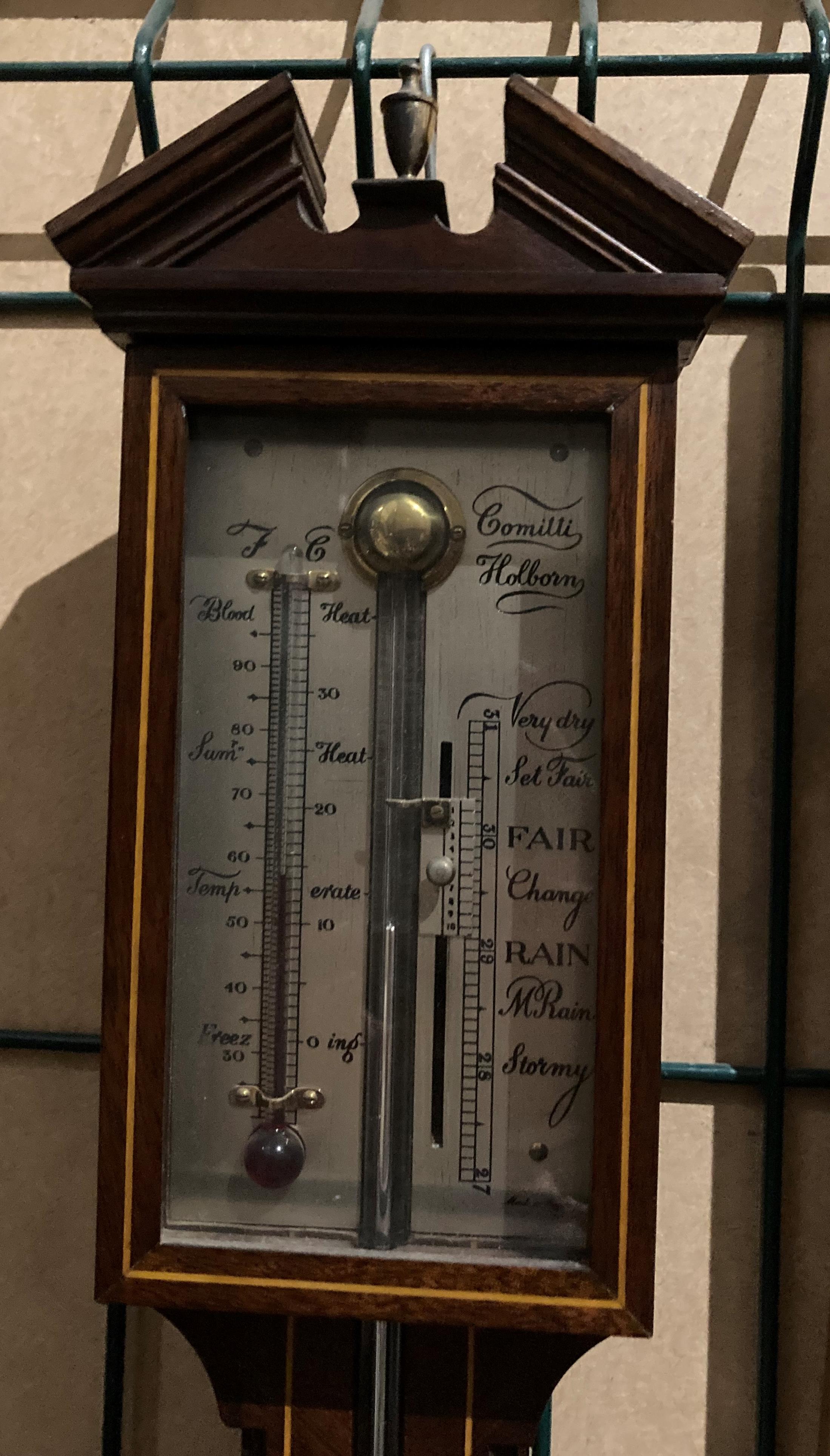 A Comitti, Holborn 20th century mercury stick barometer in mahogany case with inlay, - Image 5 of 14