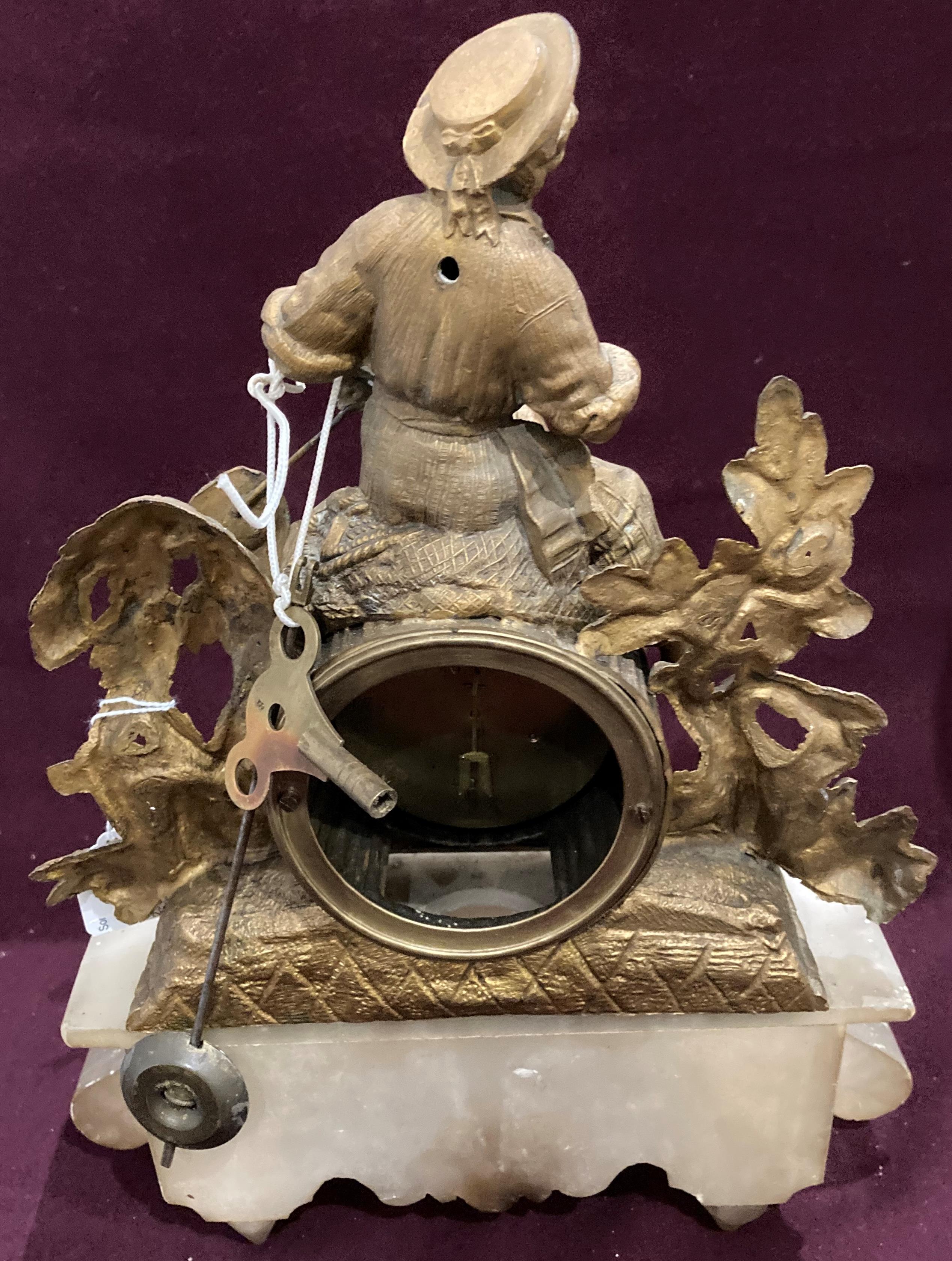 An ormolu mantel clock on onyx base - 32cm high, - Image 2 of 2