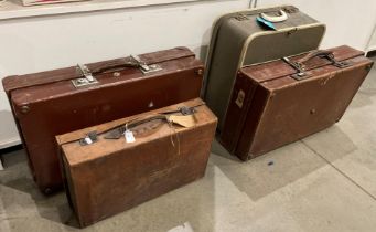 A Revelation brown leather suitcase 64 x 36 x 17cm deep labelled H.